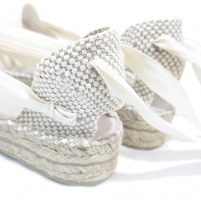 Mid Heel Espadrilles Tres Vetes Beig