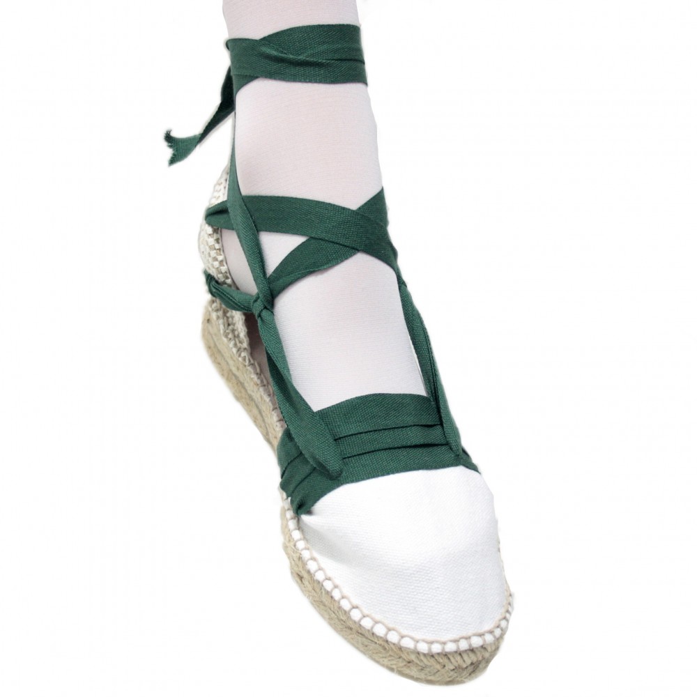 Mid Heel Espadrilles Tres Vetes Dark Green