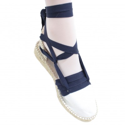 Mid Heel Espadrilles Tres Vetes Navy Blue