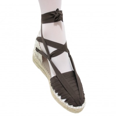 Mid Heel Espadrilles Pintxo or Set Vetes Dark Brown