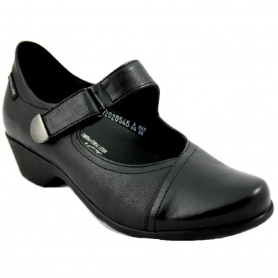 Mephisto Severine - Zapatos de Mujer de Piel de Color Negro con Tacón Bajo y Cierre con Velcro