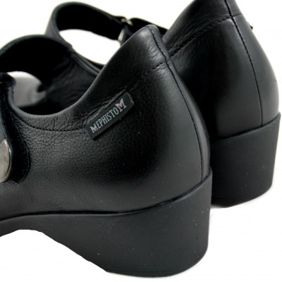 Mephisto Severine - Black Leather Woman Shoes Low Heel Velcro